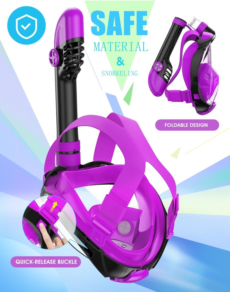 Greatever G2 Full Face Snorkel Mask with Latest Dry Top System,Foldable 180 Degree Panoramic View Snorkeling Mask with Camera Mount,Safe Breathing,Anti-Leak&Anti-Fog - Image 4
